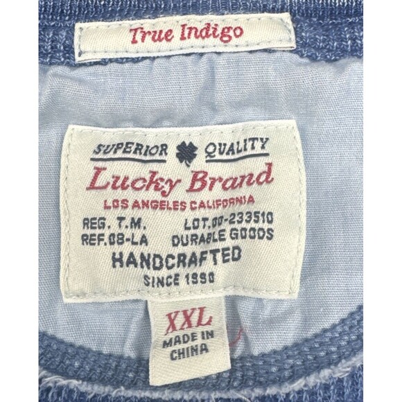 Lucky Brand True Indigo Men’s BLUE Thermal Knit Long Sleeve Henley Shirt Sz XXL - Picture 5 of 9
